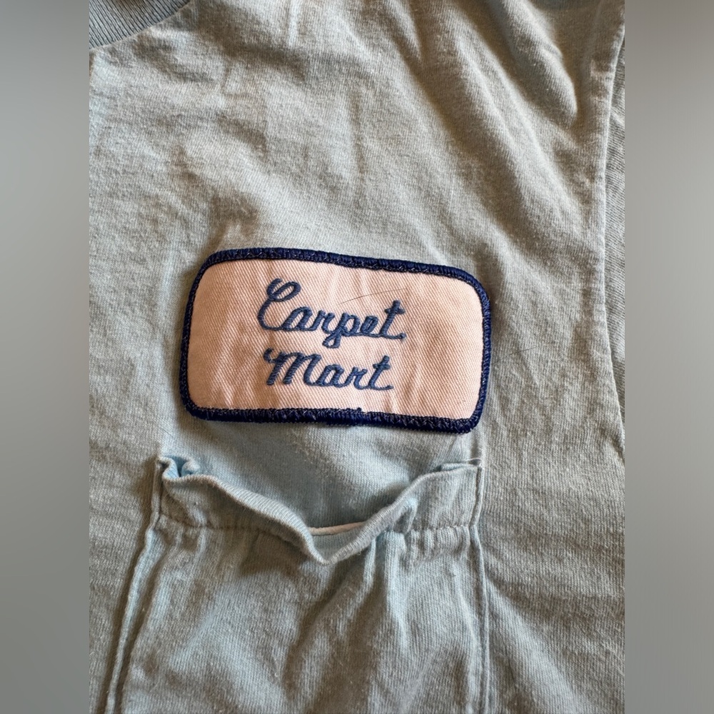 80s Vintage Baby Blue Single Pocket T with Patches - Picture 4 of 8